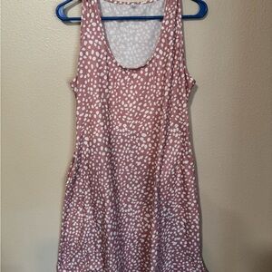 Polka Dot Sleeveless Dress - Pink and White